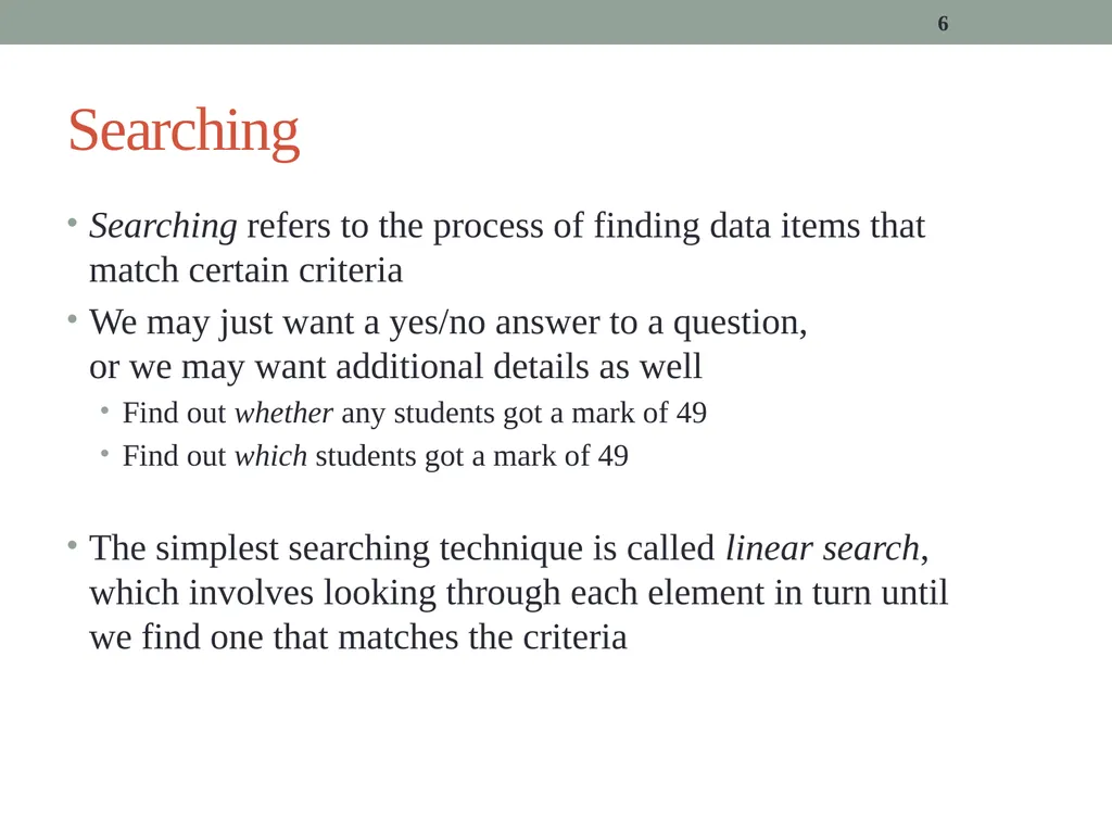 algorithms (SORTING) CITS1001 Listen to the sound - slide 6 of 67