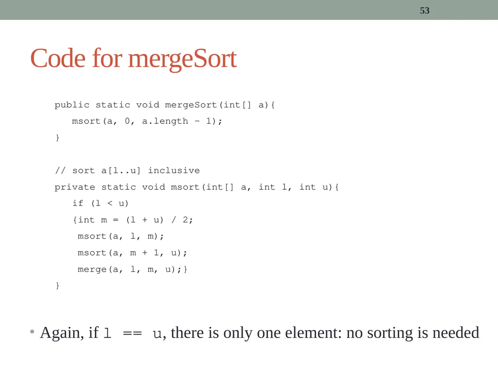 algorithms (SORTING) CITS1001 Listen to the sound - slide 53 of 67