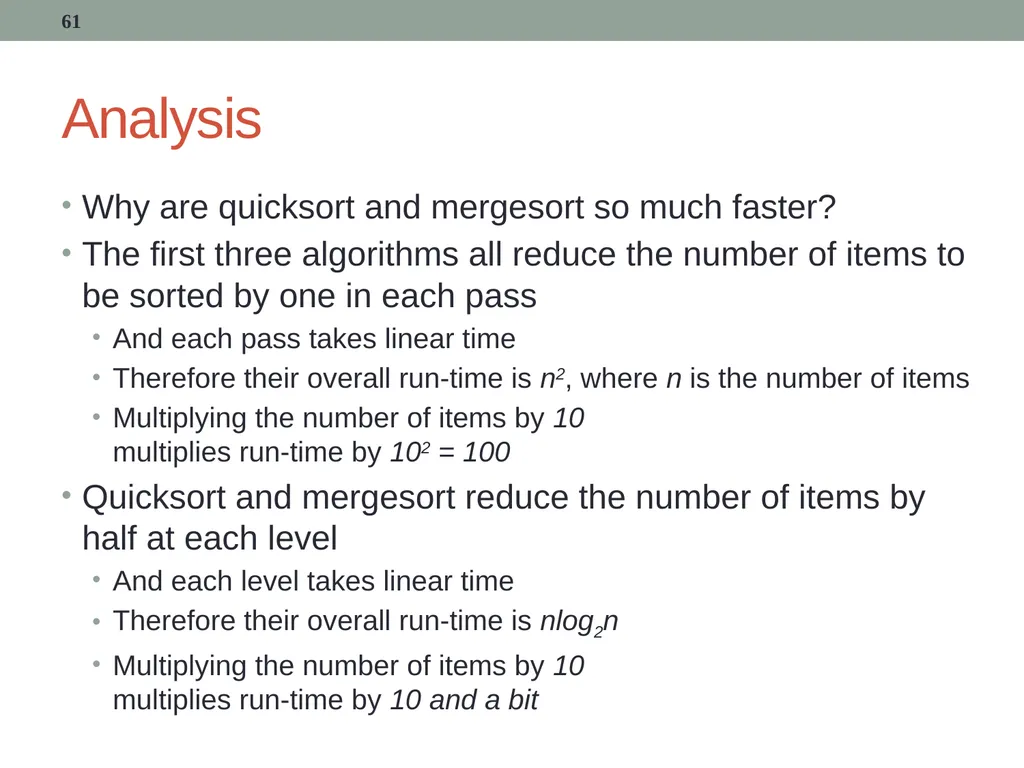 algorithms (SORTING) CITS1001 Listen to the sound - slide 61 of 67