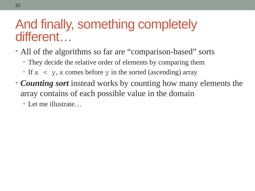algorithms (SORTING) CITS1001 Listen to the sound - slide 55 of 67
