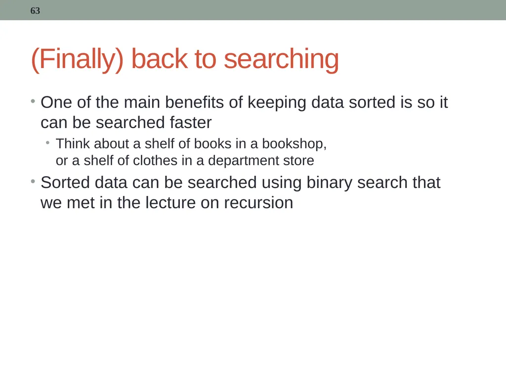 algorithms (SORTING) CITS1001 Listen to the sound - slide 63 of 67