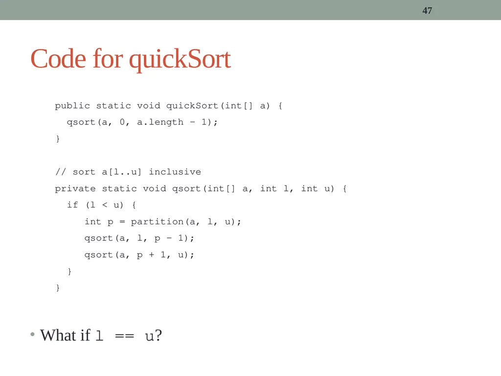 algorithms (SORTING) CITS1001 Listen to the sound - slide 47 of 67