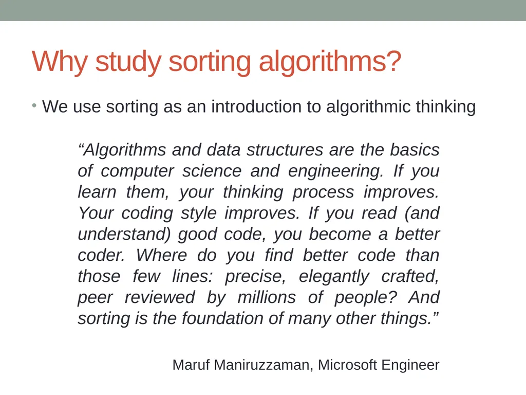 algorithms (SORTING) CITS1001 Listen to the sound - slide 5 of 67
