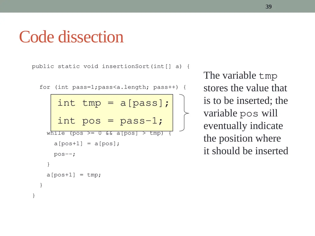 algorithms (SORTING) CITS1001 Listen to the sound - slide 39 of 67