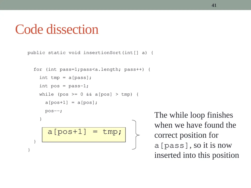algorithms (SORTING) CITS1001 Listen to the sound - slide 41 of 67