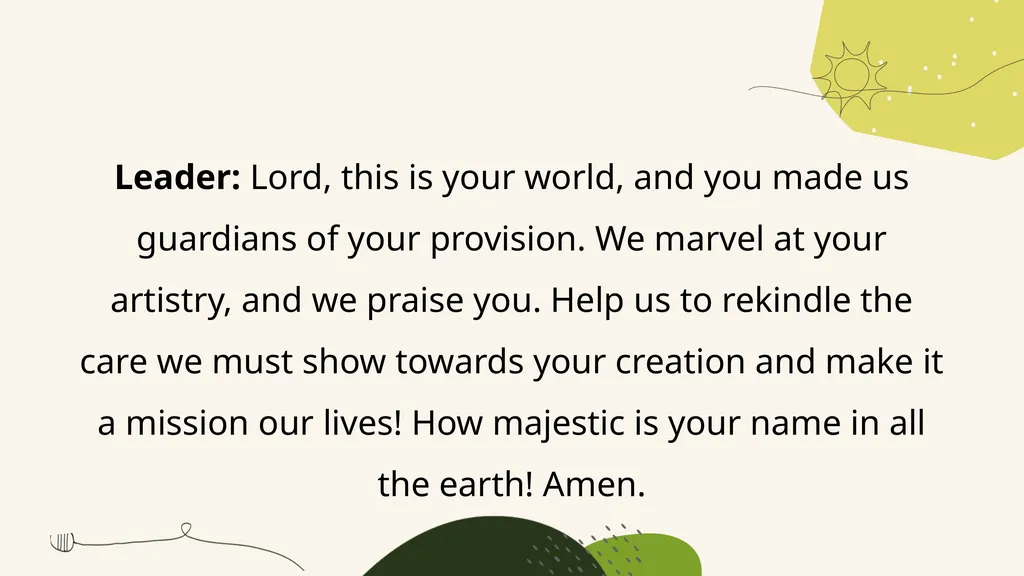 A Prayer for Spring A responsive prayer based on - slide 19 of 24