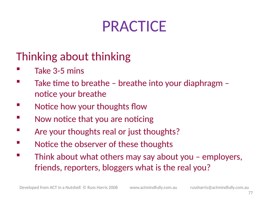 Workshop June 22, 2014 The ACT of Self - slide 77 of 90