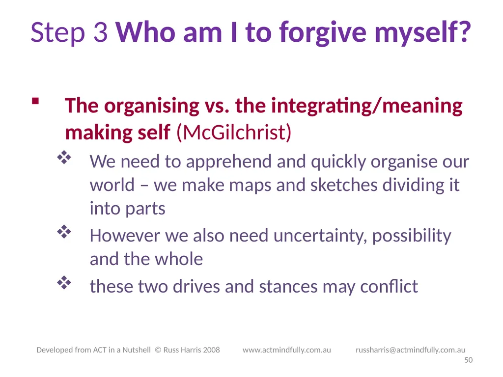 Workshop June 22, 2014 The ACT of Self - slide 50 of 90
