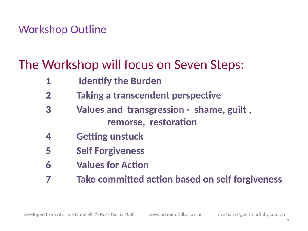 Workshop June 22, 2014 The ACT of Self - slide 2 of 90