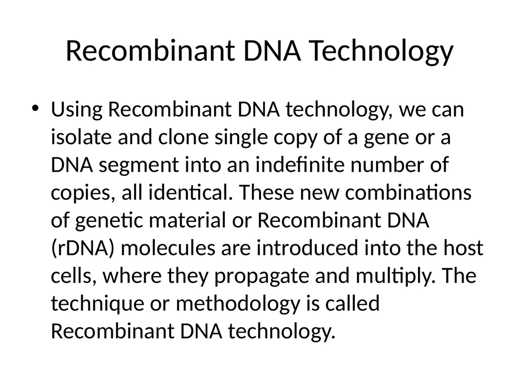 RECOMBINANT DNA Introduction Definition Steps - slide 6 of 26