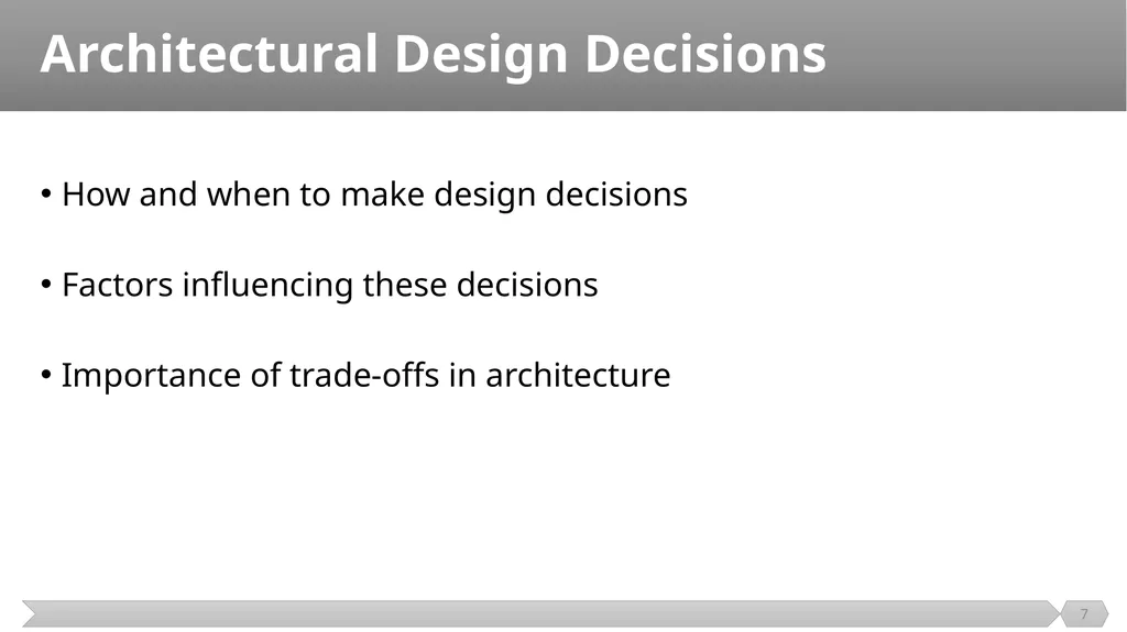 Architecture and Design SE499: Software Design & - slide 7 of 25