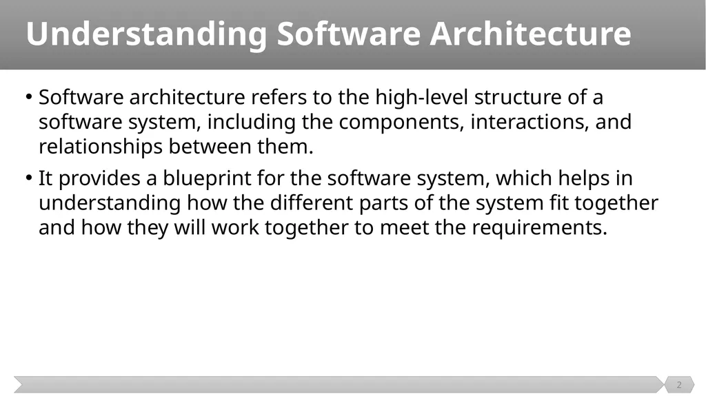 Architecture and Design SE499: Software Design & - slide 2 of 25