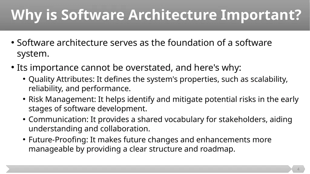 Architecture and Design SE499: Software Design & - slide 4 of 25