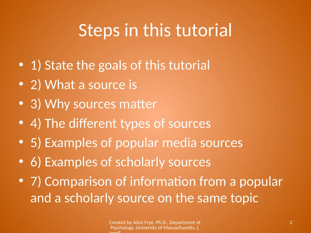 Know Your Sources Popular and Scholarly Sources - slide 2 of 18