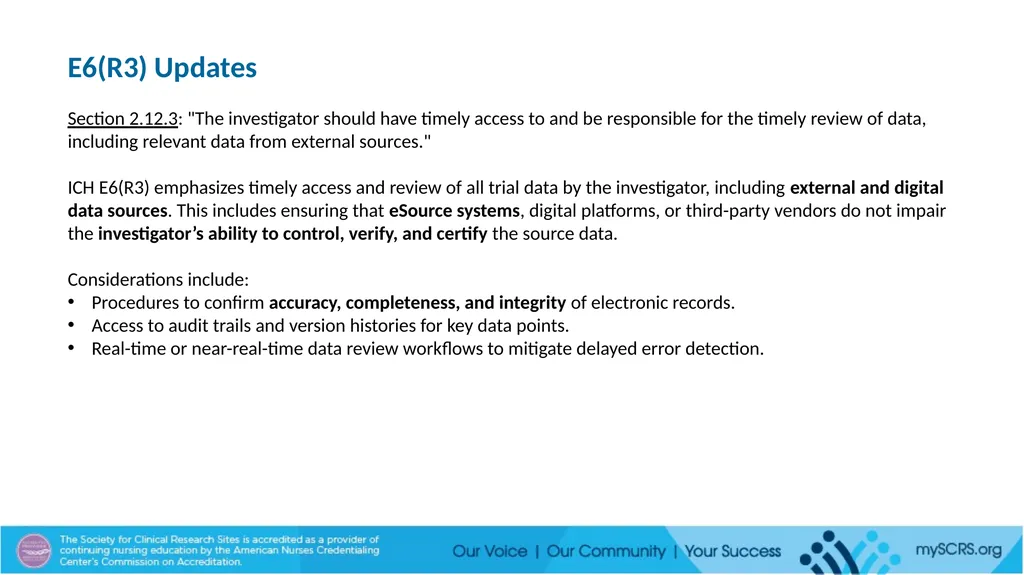 SCRS Site Management Module E6(R2) and (R3) Update - slide 3 of 4