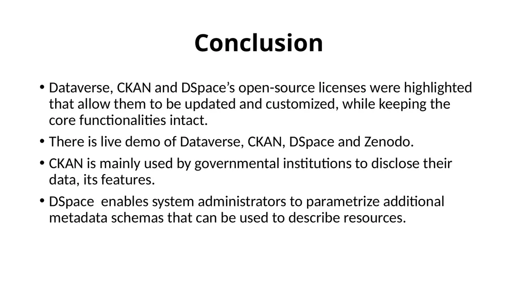Comparative study of Data Repository Software with - slide 27 of 31