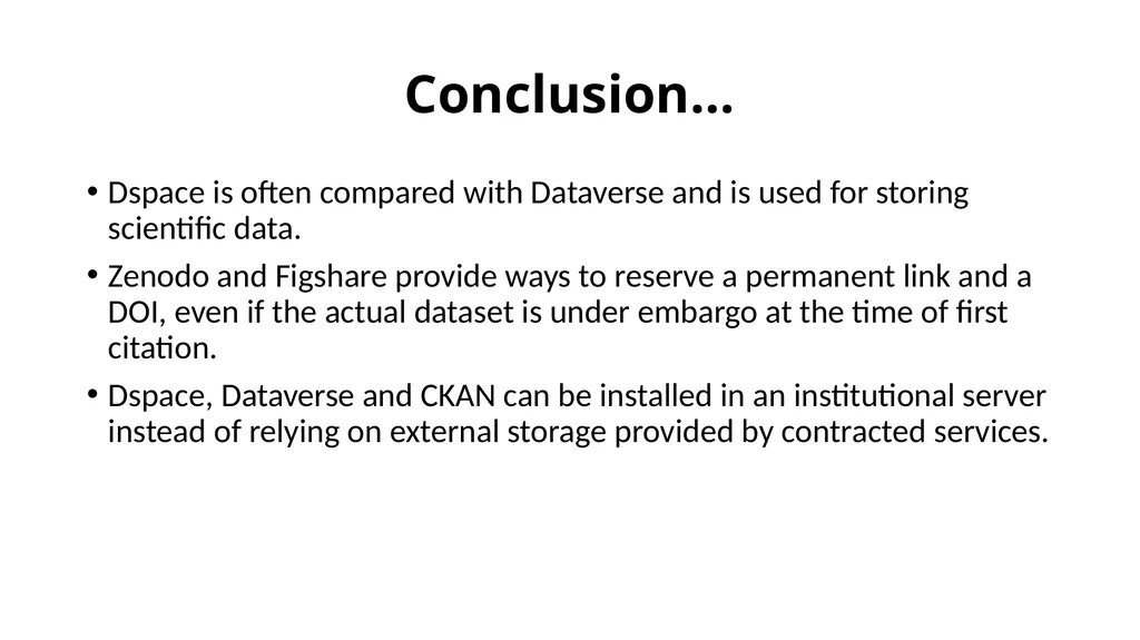 Comparative study of Data Repository Software with - slide 28 of 31