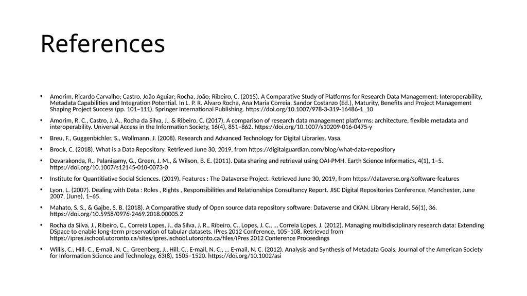 Comparative study of Data Repository Software with - slide 31 of 31