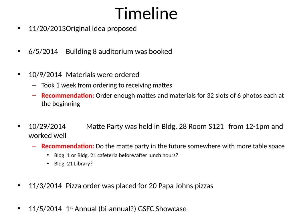 GSFC Photo Club Showcase Planning Documentation - slide 2 of 11