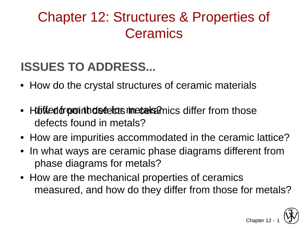 1 Chapter 12: Structures & Properties of Ceramics