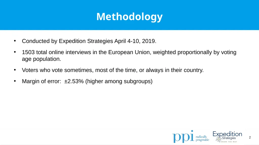 EU Survey April 2019 Methodology Conducted by - slide 2 of 89