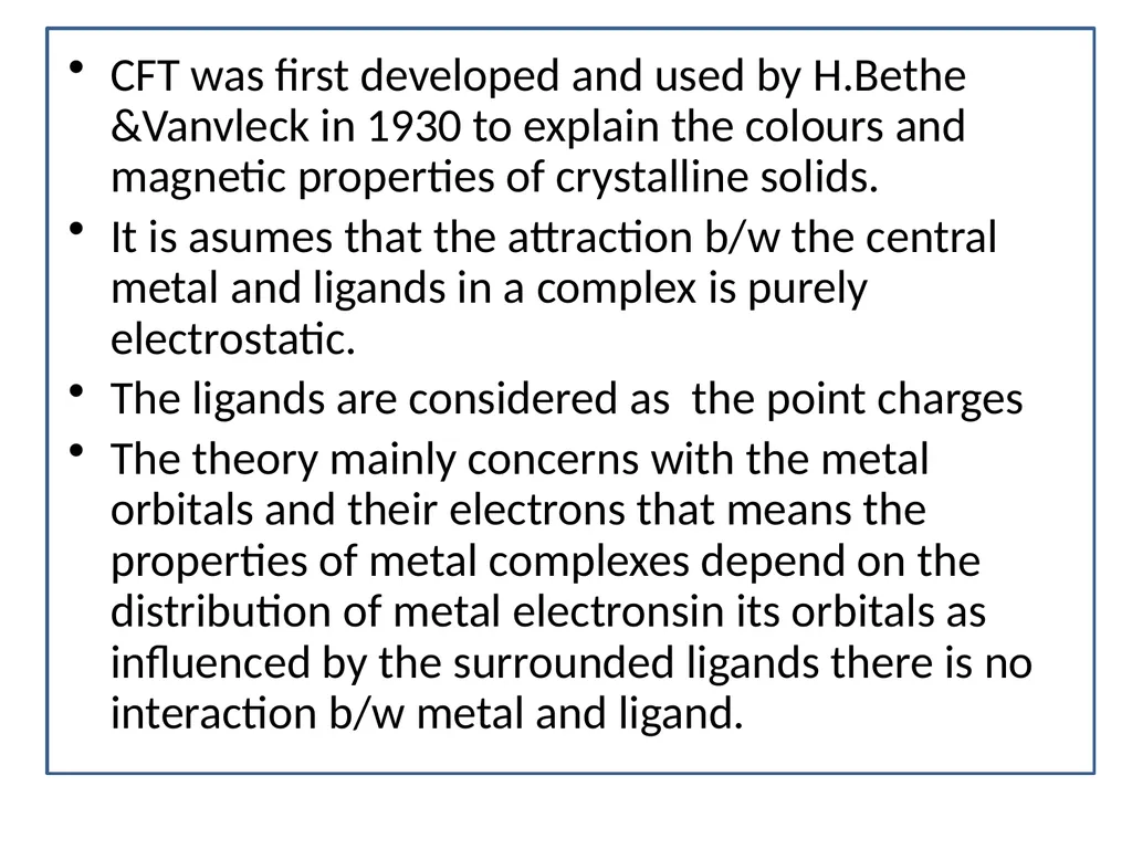 INORGANIC CHEMISTRY IN CRYSTAL FIELD THEORY N. - slide 2 of 9
