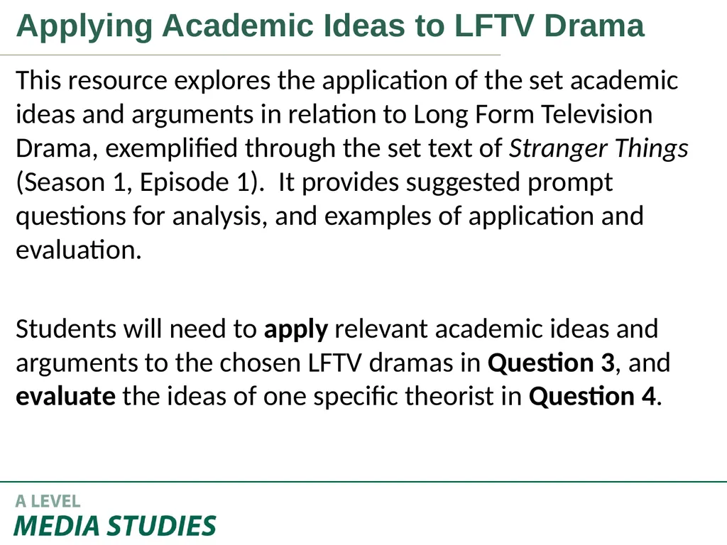 Applying Academic Ideas to Long Form Television - slide 3 of 46