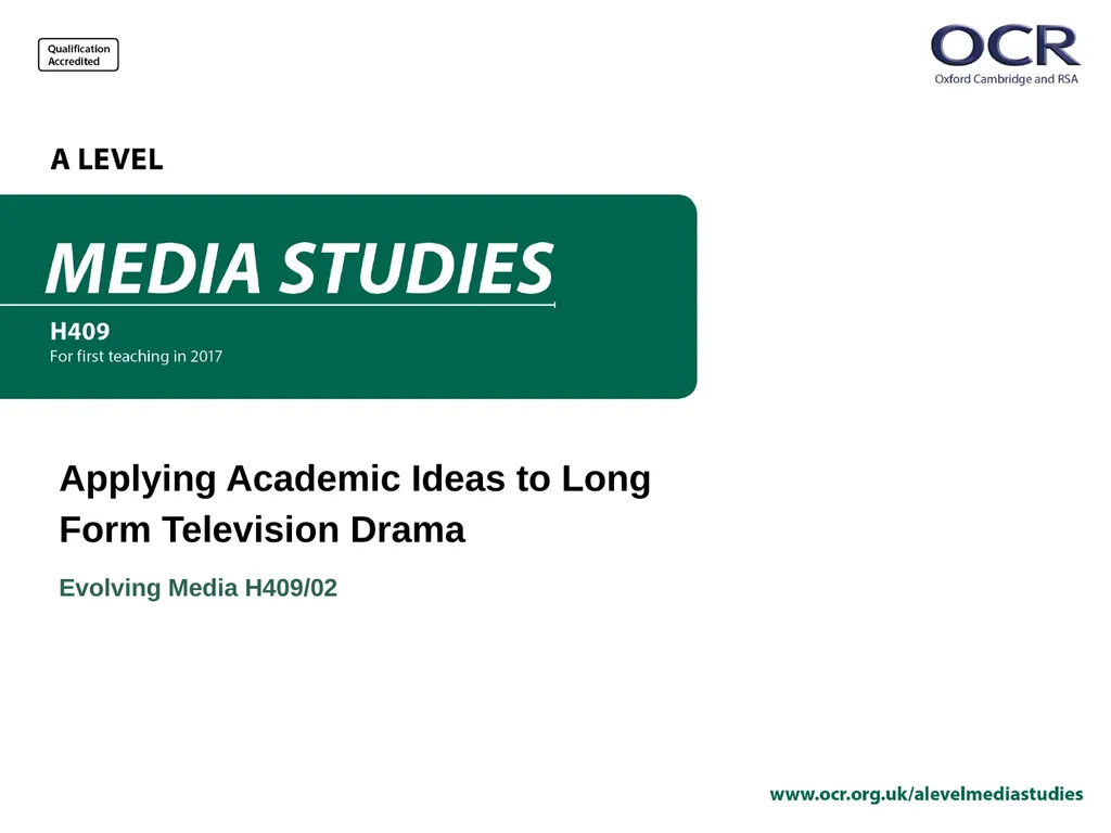 Applying Academic Ideas to Long Form Television - slide 1 of 46