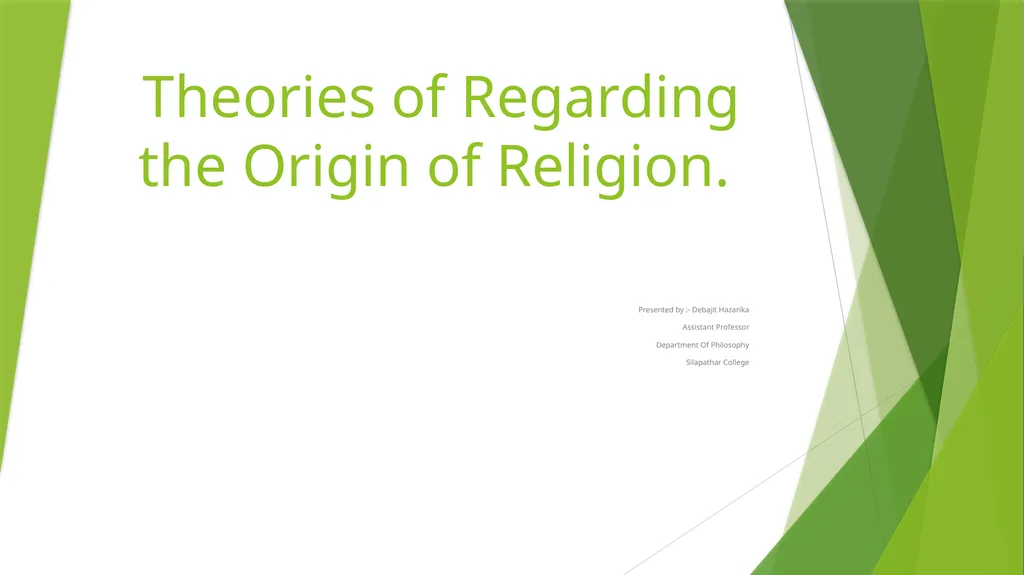 Theories of Regarding the Origin of Religion. - slide 1 of 6