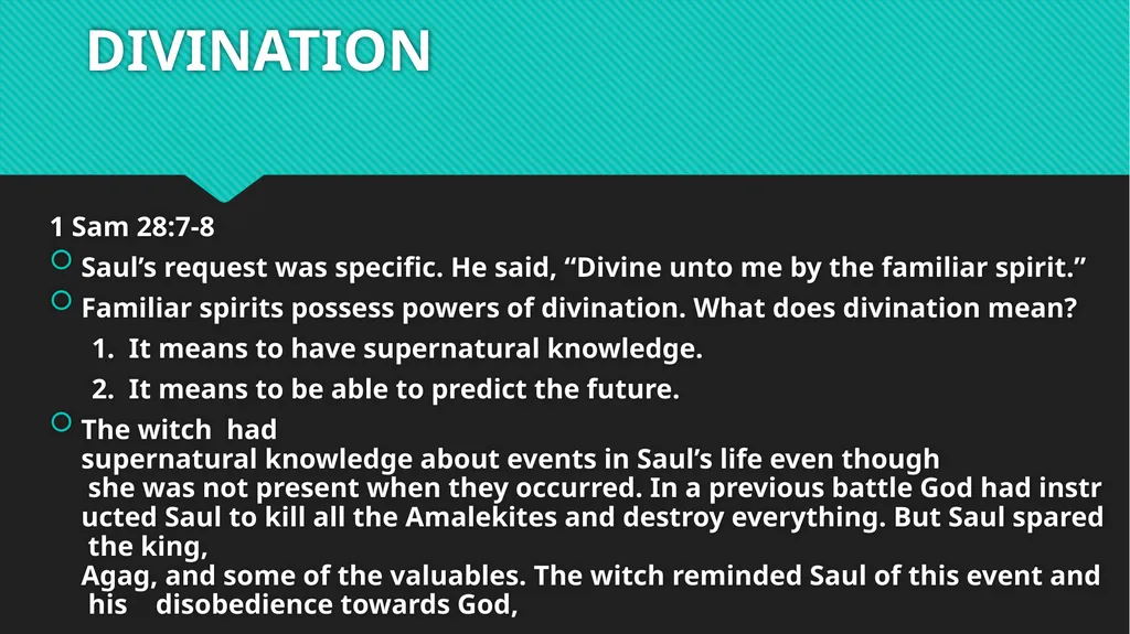 FAMILIAR SPIRITS SESSION 3 FAMILIAR SPIRITS - slide 5 of 13