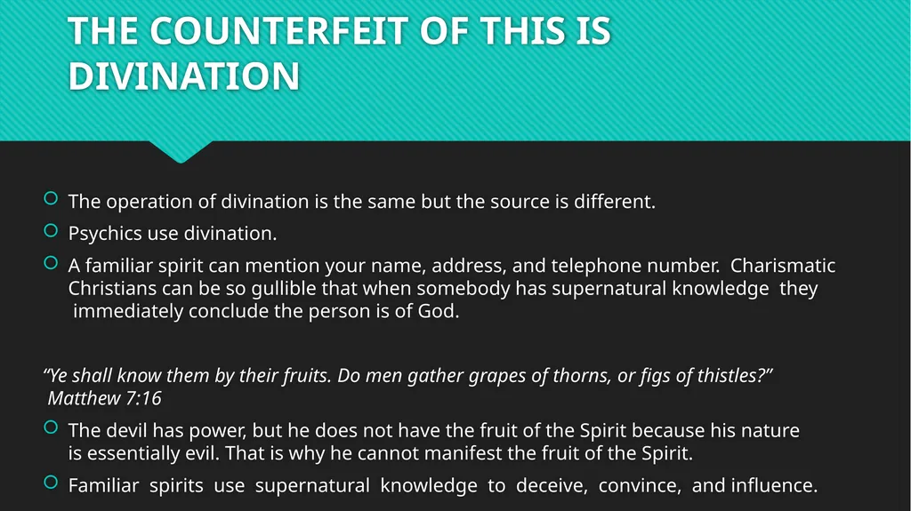 FAMILIAR SPIRITS SESSION 3 FAMILIAR SPIRITS - slide 7 of 13