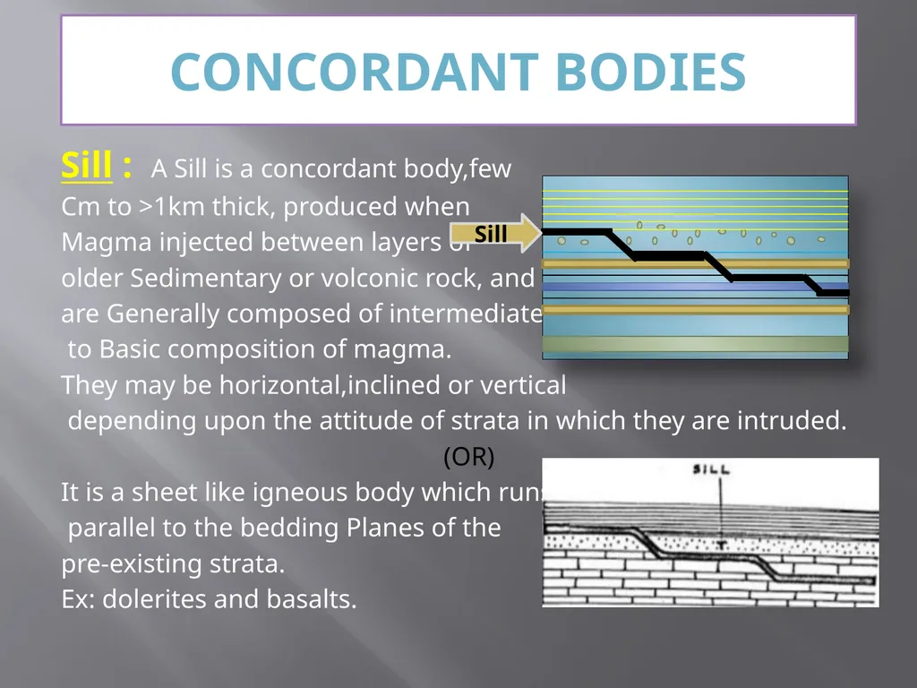 FORMS OF IGNEOUS BODIES The igneous rock bodies - slide 3 of 8