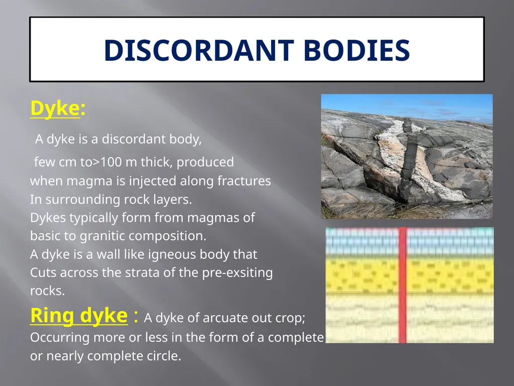 FORMS OF IGNEOUS BODIES The igneous rock bodies - slide 6 of 8