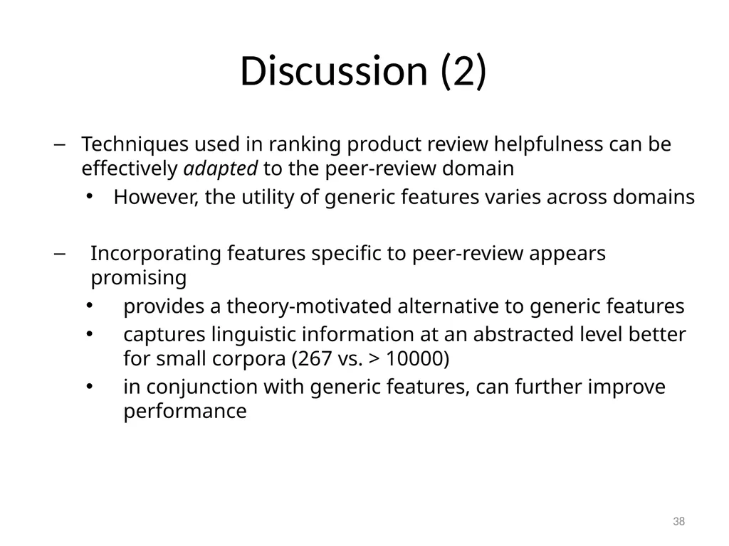 Automatically Predicting Peer-Review Helpfulness - slide 38 of 85