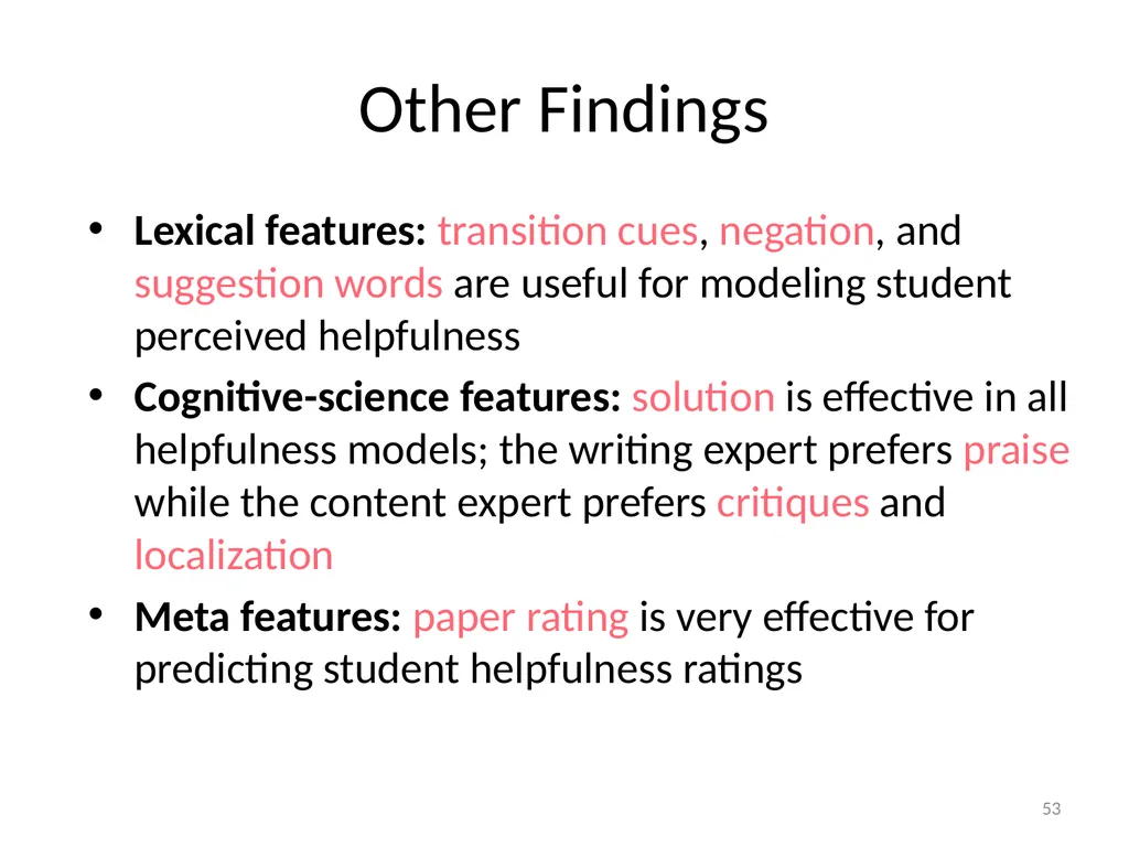 Automatically Predicting Peer-Review Helpfulness - slide 53 of 85