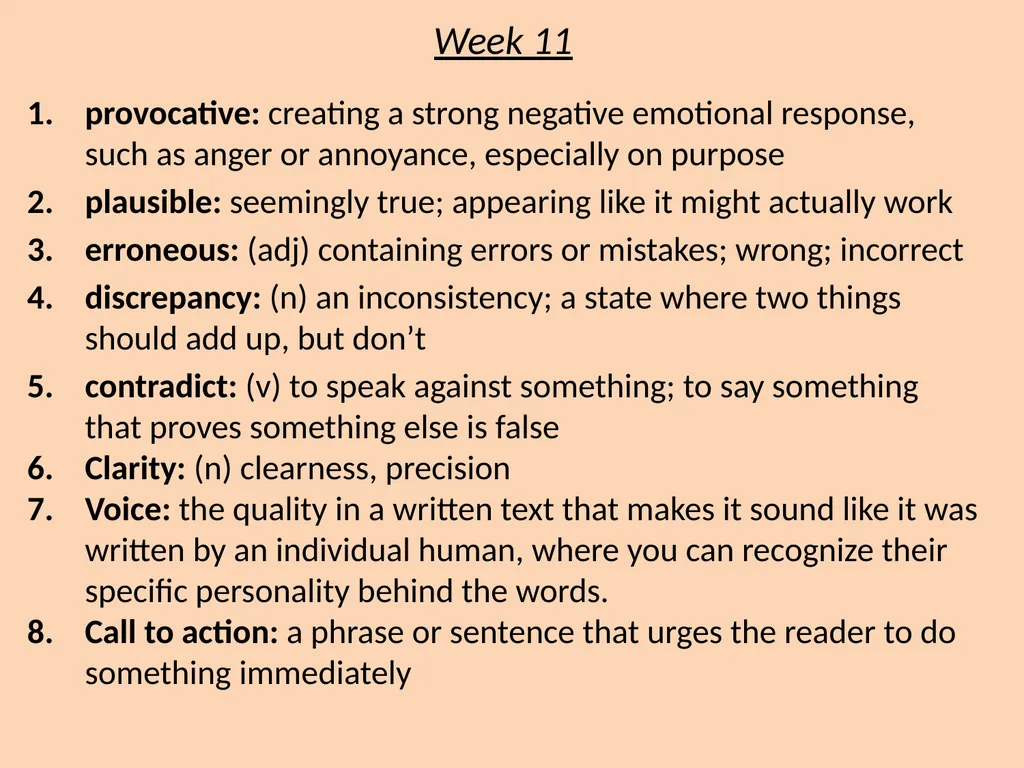 Persuasive Unit Vocabulary Definitions English 2 - slide 12 of 13