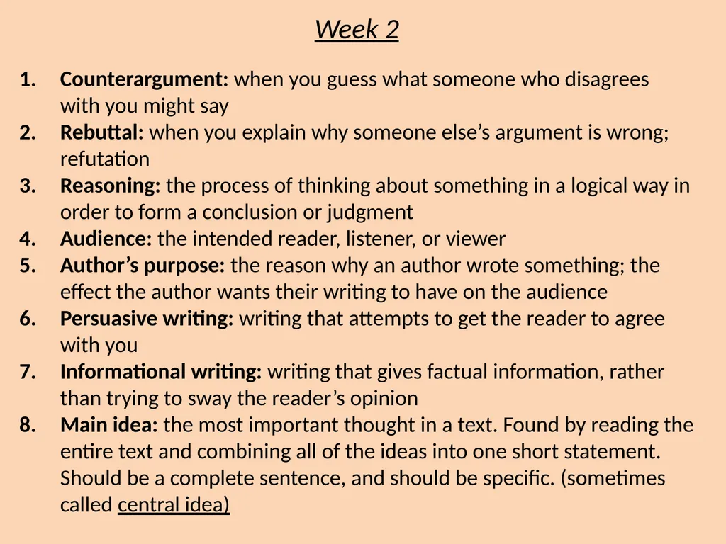 Persuasive Unit Vocabulary Definitions English 2 - slide 3 of 13