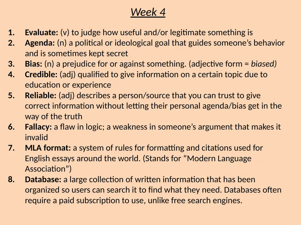 Persuasive Unit Vocabulary Definitions English 2 - slide 5 of 13