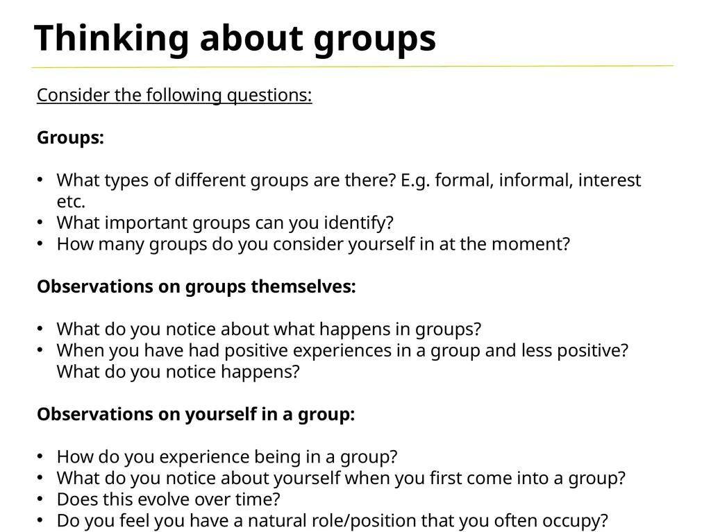 Group Dynamics “We cannot live for ourselves - slide 5 of 12