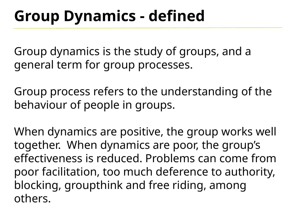 Group Dynamics “We cannot live for ourselves - slide 3 of 12