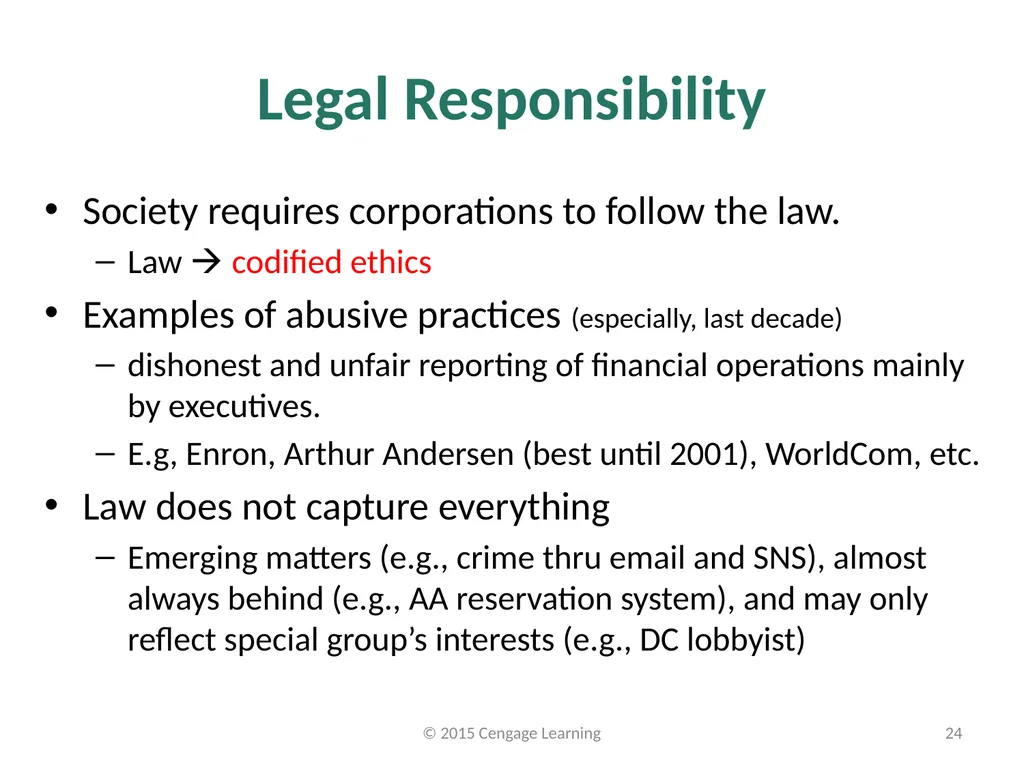 Key Topics Ch 1 & 2 © 2015 Cengage Learning - slide 24 of 34