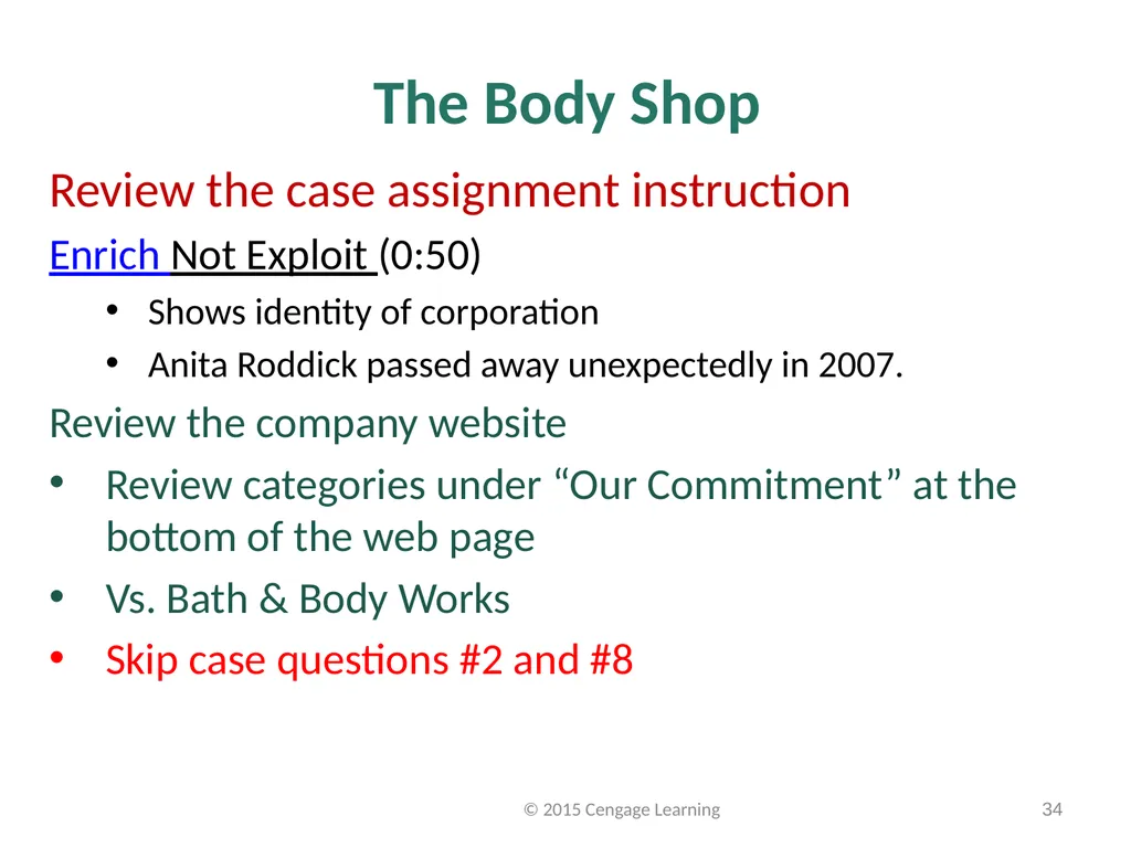 Key Topics Ch 1 & 2 © 2015 Cengage Learning - slide 34 of 34