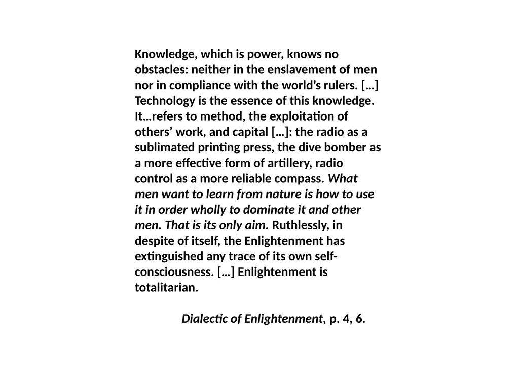 The Frankfurt School: Dialectic of Enlightenment - slide 14 of 16