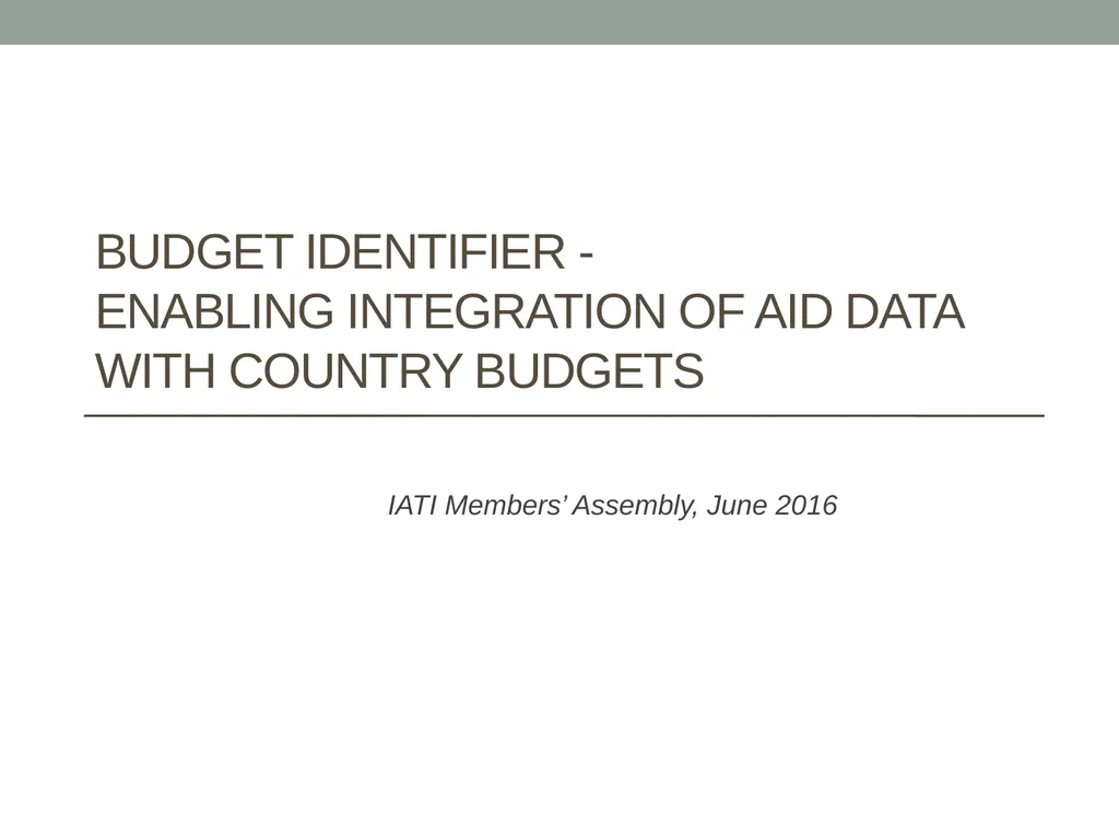 Budget identifier - ENABLING INTEGRATION OF aid - slide 1 of 6