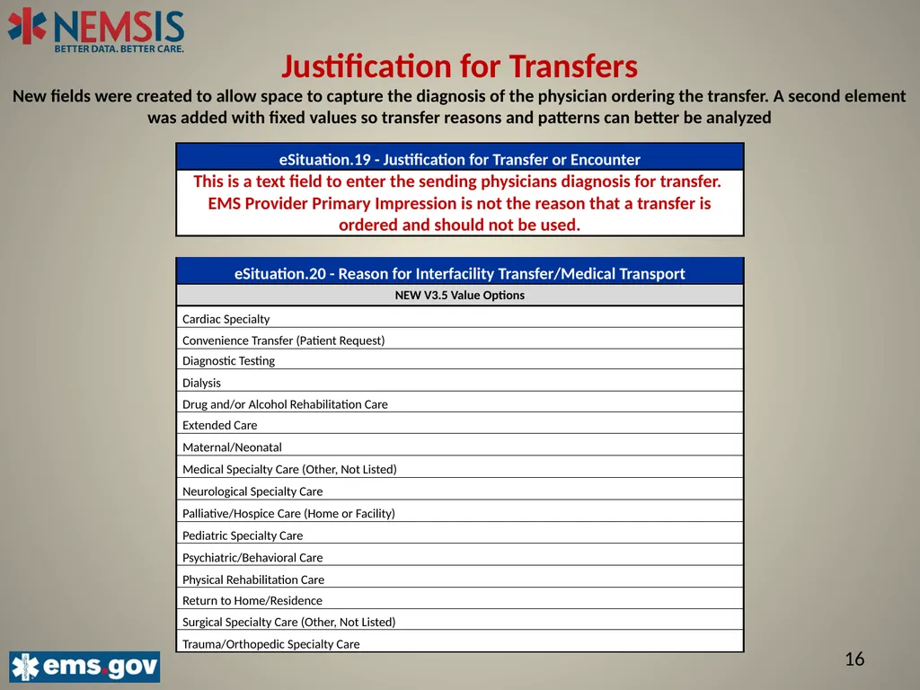 NEMSIS V3.5 The Important Changes: Describing the - slide 16 of 24