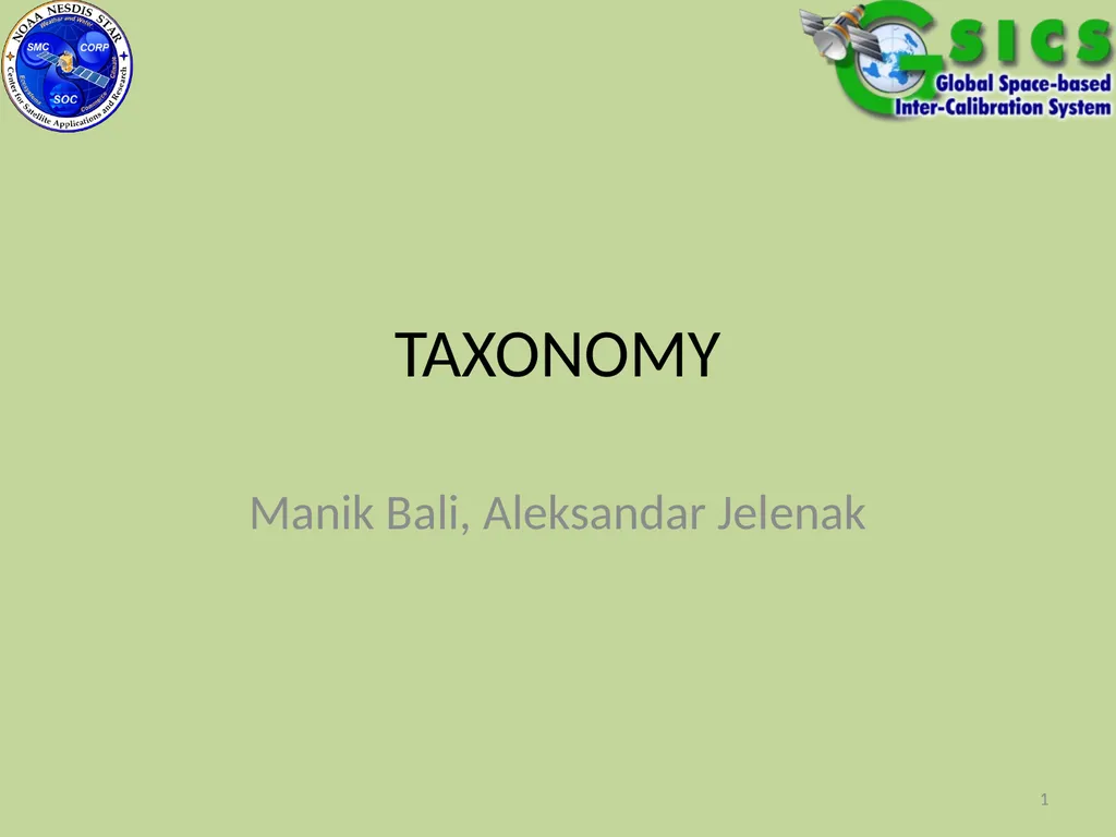 TAXONOMY Manik Bali, Aleksandar Jelenak 1 2 - slide 1 of 9