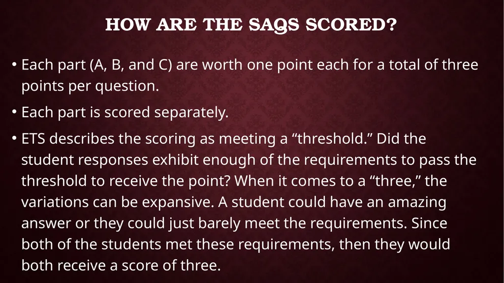 Short Answer Questions (SAQs) Part A: - slide 6 of 14