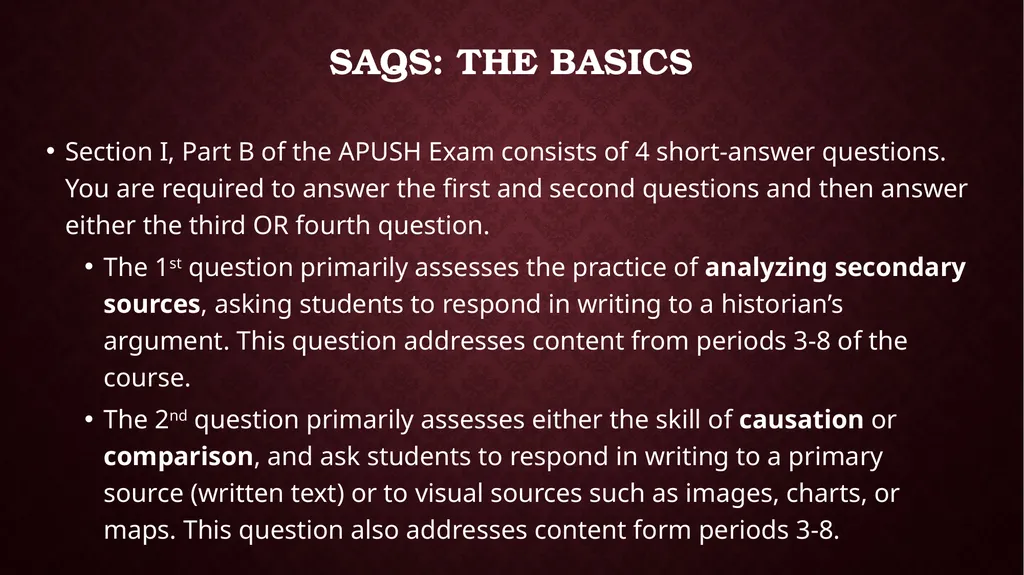 Short Answer Questions (SAQs) Part A: - slide 3 of 14