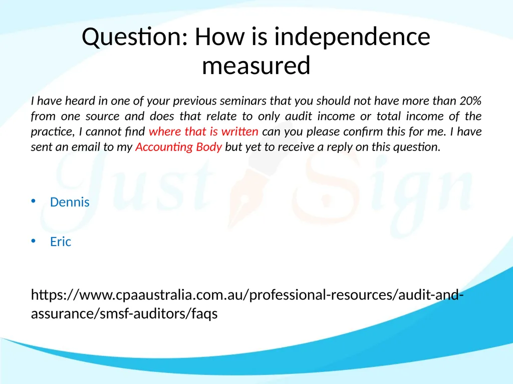 Q & A on APES 110 Guidelines Manoj Abichandani, - slide 20 of 25