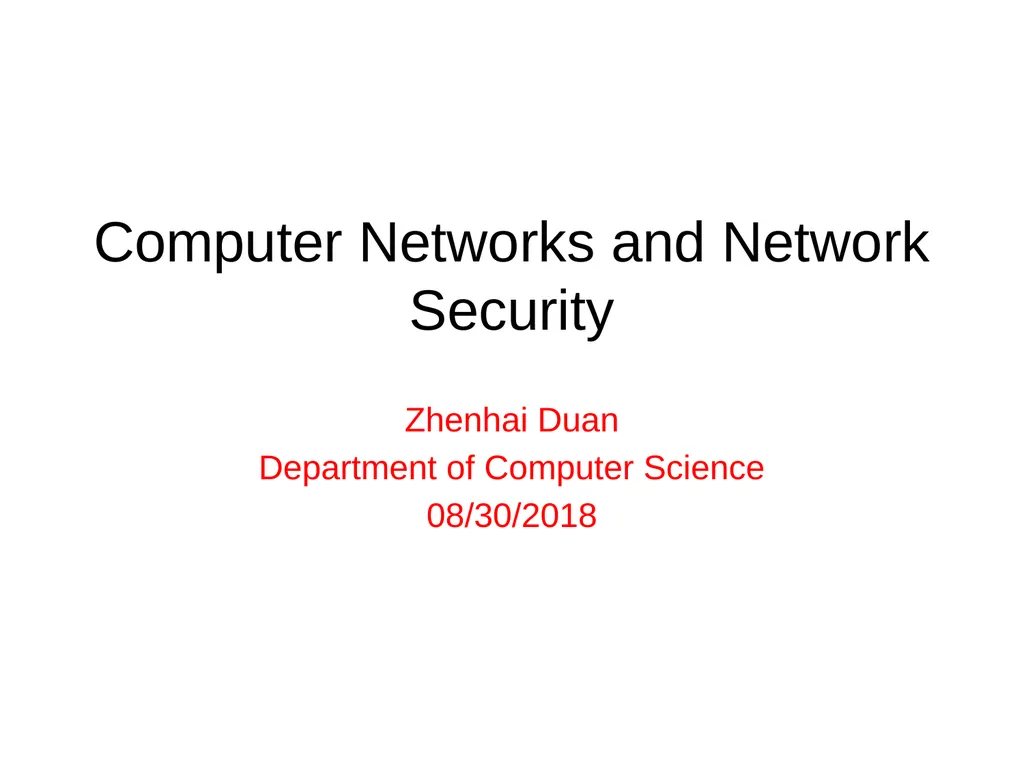 Computer Networks and Network Security Zhenhai